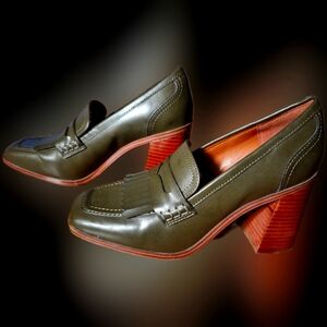 Marc Fisher Olive Green Heeled Loafers